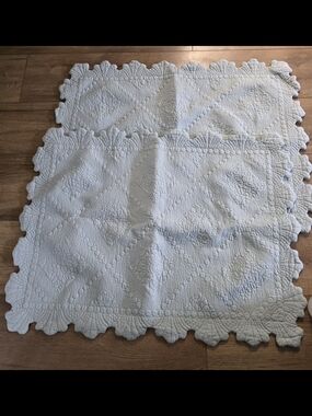 Light Blue Hand-Quilted Scalloped Standard Pillow Shams
